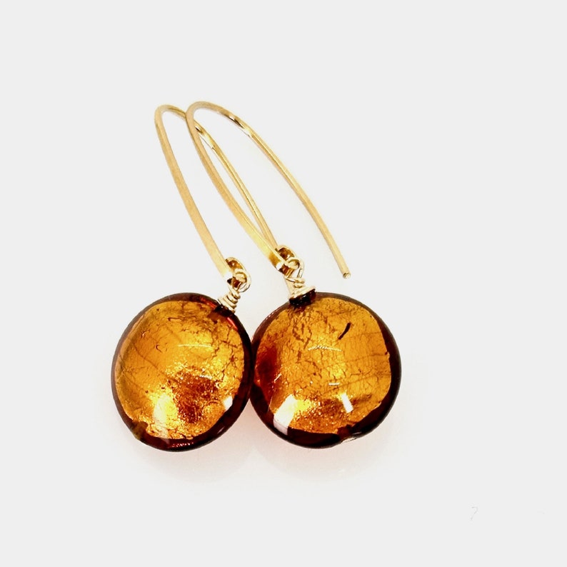 Topaz Murano Earrings, Murano Glass Gold Vermeil Earrings, Murano Glass Dangle Earrings, Venetian Murano Glass Jewelry, Gifts For Women image 5