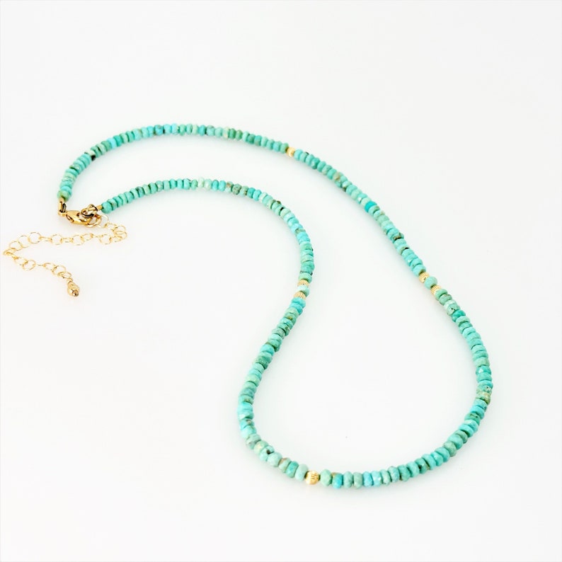 Faceted Turquoise Necklace, Natural Turquoise 14KT Gold Filled Beaded Necklace, Bridal Necklace, Turquoise Gemstone, Meaningful Gifts image 1