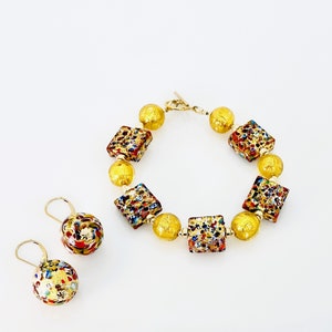 Klimt Murano Glas Armband, venezianische Murano Glas Schmuck, bunte Murano 14KT Gold gefüllt Knebel Armband, Unikat Schmuck Geschenke Bild 2