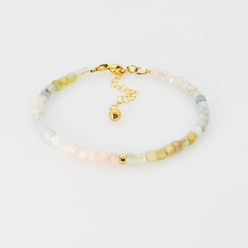 Bracelet aigue-marine à facettes, multi-aigue-marine 14 carats, bracelet en perles de pierres précieuses, pierre de naissance de mars, cadeau unique pour maman image 1