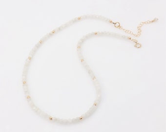 Maansteen ketting, gefacetteerde regenboog Maansteen 14KT goud gevulde ketting, delicate ketting, witte edelsteen sieraden, een van een soort geschenken