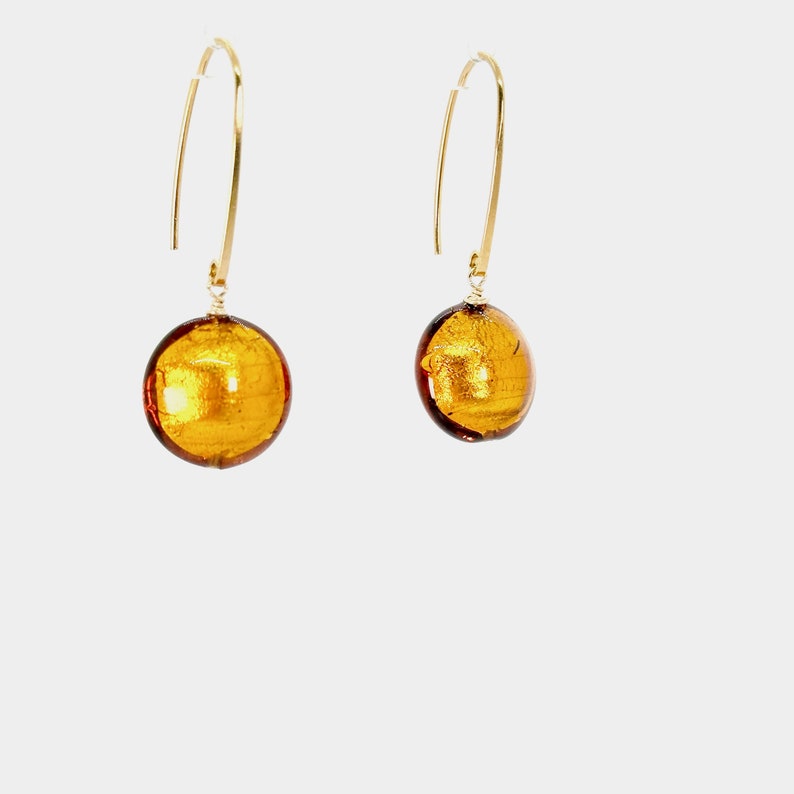Topaz Murano Earrings, Murano Glass Gold Vermeil Earrings, Murano Glass Dangle Earrings, Venetian Murano Glass Jewelry, Gifts For Women image 3