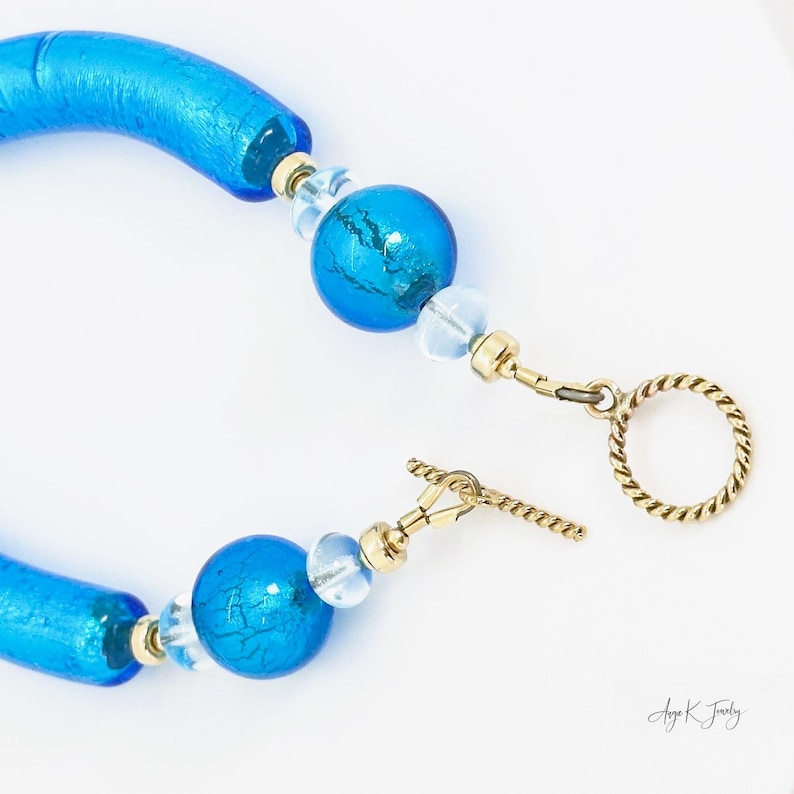 14kt .08pts Dia Aqua Venetian Glass Necklace NZ7121 main image 0