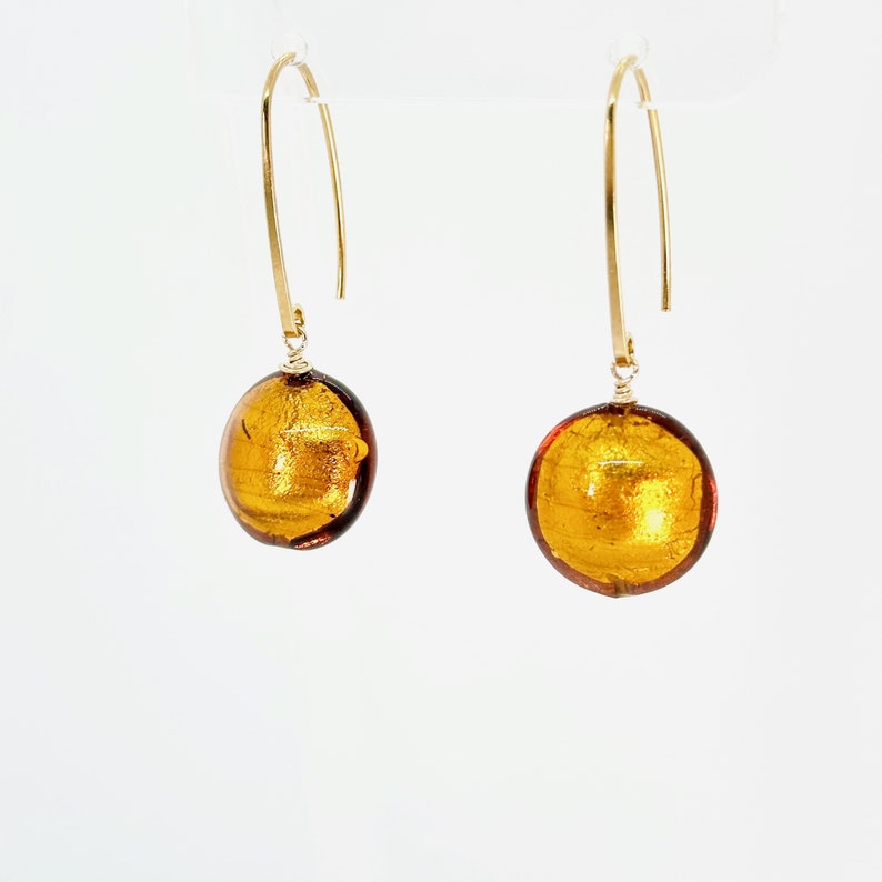 Topaz Murano Ohrringe, Muranoglas Gold Vermeil Ohrringe, Muranoglas Baumeln Ohrringe, Venezianisches Muranoglas Schmuck, Geschenke für Frauen Bild 6