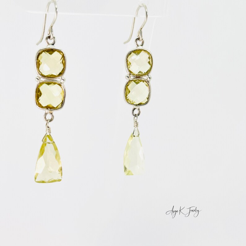 Lemon Topaz Earrings, Faceted Lemon Topaz Gemstone Sterling Silver Earrings, Topaz Dangle Earrings, Statement Jewelry, Jewelry Gifts For Her image 8