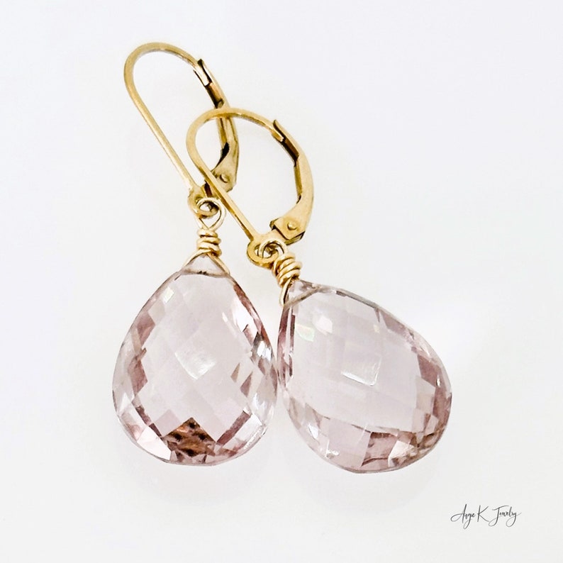 Amethyst Dangle Earrings, Pink Amethyst Pear Briolette Earrings, Drop Earrings, Statement Jewelry, Birthstone Jewelry, Jewelry Gifts image 3