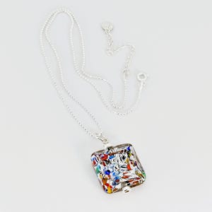 Klimt Murano Glass Pendant Necklace: Sterling Silver, Colorful Venetian Jewelry
