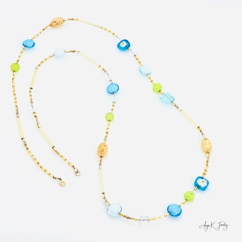 Murano Necklace, Multicolor Murano Glass Necklace, Murano Glass Long Necklace, Colorful Beaded Necklace, Murano Glass Jewelry, Gift For Her image 5