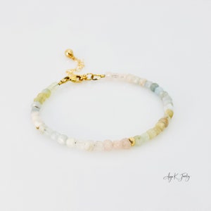 Faceted Aquamarine Bracelet, Multi Aquamarine 14KT Gold Filled Bracelet, Beaded Gemstone Bracelet, March Birthstone, Unique Gift For Mom image 2