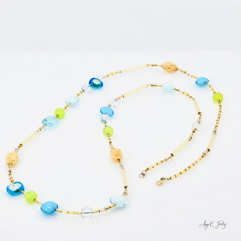 Murano Necklace, Multicolor Murano Glass Necklace, Murano Glass Long Necklace, Colorful Beaded Necklace, Murano Glass Jewelry, Gift For Her image 3
