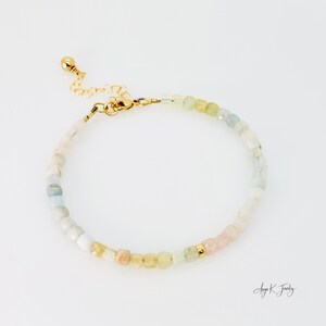 Faceted Aquamarine Bracelet, Multi Aquamarine 14KT Gold Filled Bracelet, Beaded Gemstone Bracelet, March Birthstone, Unique Gift For Mom image 5