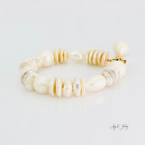 Barock Perlenarmband, natürliche weiße Perle 14KT Gold gefüllt Armband, Perlenschmuck, Juni Birthstone Schmuck, ein einzigartiges Geschenk für Sie Bild 9