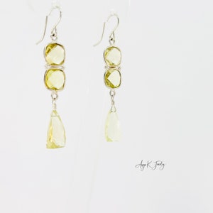 Lemon Topaz Earrings, Faceted Lemon Topaz Gemstone Sterling Silver Earrings, Topaz Dangle Earrings, Statement Jewelry, Jewelry Gifts For Her image 3