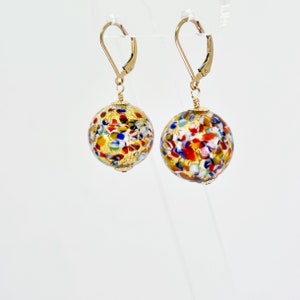 Klimt Murano Earrings, Murano Glass 14KT Gold Filled Earrings, Dangle Drop Earrings, Drop Ball Earrings, Murano Jewelry, Mother's Day Gifts image 4