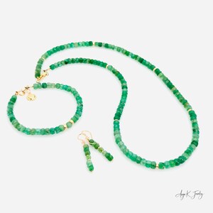Emerald Bracelet, Emerald 14KT Gold Filled Sun Charm Bracelet, May Birthstone Jewelry, Gemstone Beaded Bracelet, Unique Jewelry Gift for Her immagine 8