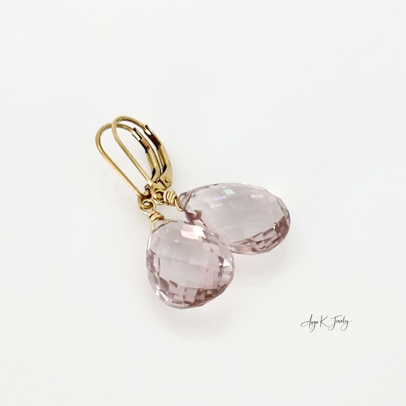 Amethyst Dangle Earrings, Pink Amethyst Pear Briolette Earrings, Drop Earrings, Statement Jewelry, Birthstone Jewelry, Jewelry Gifts image 6