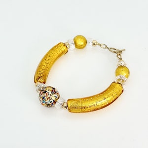 Klimt Murano Glass Bracelet, Venetian Murano Beaded Jewelry, Murano Glass 14KT Gold Filled Toggle Bracelet, One Of A Kind Jewelry Gifts zdjęcie 6