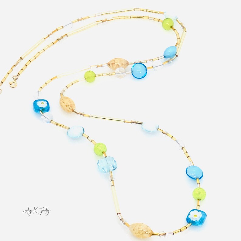 Collier de Murano, Collier en verre de Murano multicolore, Sautoir en verre de Murano, Collier de perles colorées, Bijoux en verre de Murano, Cadeau pour elle image 6