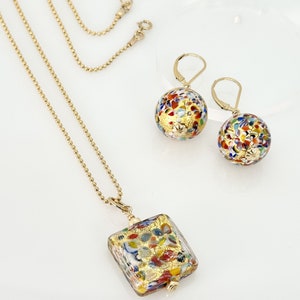 Klimt Murano Earrings, Murano Glass 14KT Gold Filled Earrings, Dangle Drop Earrings, Drop Ball Earrings, Murano Jewelry, Mother's Day Gifts zdjęcie 9