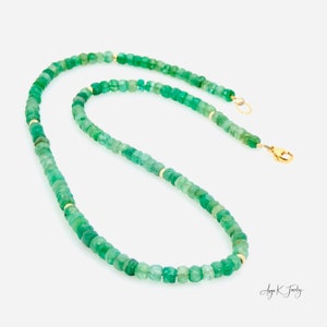 Emerald Necklace, Natural Emerald 14KT Gold Filled Necklace, Beaded Green Emerald, May Birthstone Jewelry, Statement Necklace, Gift For Her image 6