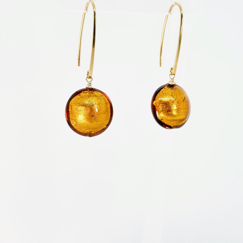 Topaz Murano Earrings, Murano Glass Gold Vermeil Earrings, Murano Glass Dangle Earrings, Venetian Murano Glass Jewelry, Gifts For Women image 8