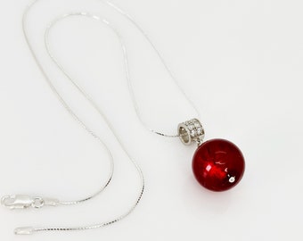 Collier de Murano rouge, collier en verre de Murano, collier avec pendentif en verre de Murano, superposition de collier en argent, bijoux vénitiens de Murano, cadeaux pour elle