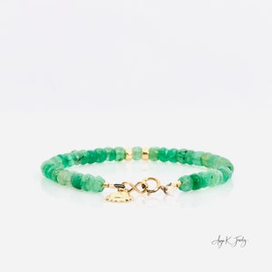 Emerald Bracelet, Emerald 14KT Gold Filled Sun Charm Bracelet, May Birthstone Jewelry, Gemstone Beaded Bracelet, Unique Jewelry Gift for Her image 5