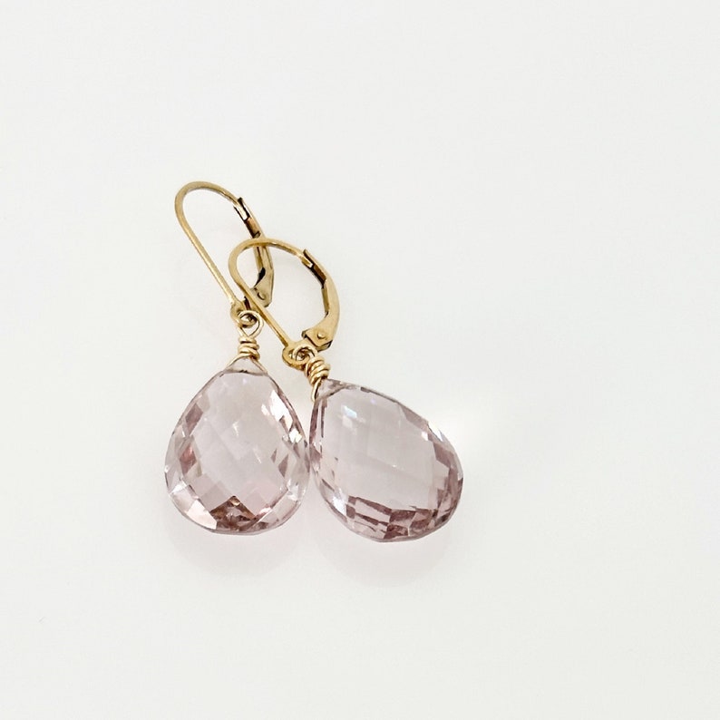 Amethyst Dangle Earrings, Pink Amethyst Pear Briolette Earrings, Drop Earrings, Statement Jewelry, Birthstone Jewelry, Jewelry Gifts image 1