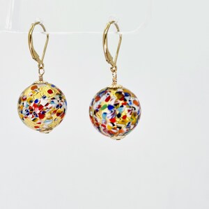 Klimt Murano Earrings, Murano Glass 14KT Gold Filled Earrings, Dangle Drop Earrings, Drop Ball Earrings, Murano Jewelry, Mother's Day Gifts image 8