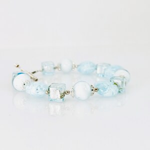 Bracelet à bascule en verre de Murano, Bracelet en perles de murano bleu aigue-marine, bijoux tendance, bracelet en argent en verre de Murano vénitien, cadeau spécial image 9