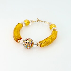 Bracelet Klimt en verre de Murano, bijoux vénitiens en perles de murano, bracelet à bascule en verre de Murano rempli d'or 14 carats, cadeaux bijoux uniques image 5