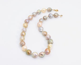 Baroque Pearl Necklace, Multicolor Baroque Pearl 14KT Gold Filled Necklace, Large Baroque Pearl Necklace, One Of A Kind, Jewelry Gifts