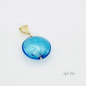 Murano Glass Pendant, Aqua White Gold Foil Murano Glass Pendant, Blue Murano Gold Vermeil Pendant, Summer Jewelry, Gift For Her image 7