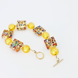 Klimt Murano Glass Bracelet, Venetian Murano Glass Jewelry, Colorful Murano 14KT Gold filled Toggle Bracelet, One Of A Kind Jewelry Gifts image 9