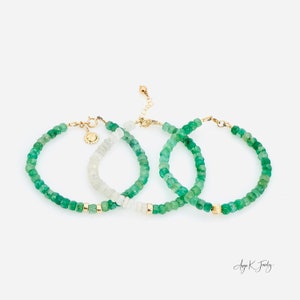 Pulsera esmeralda, pulsera de encanto solar llena de oro esmeralda de 14 KT, joyería de piedra de nacimiento de mayo, pulsera con cuentas de piedras preciosas, regalo de joyería único para ella imagen 2