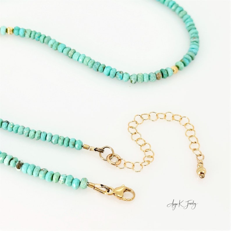 Faceted Turquoise Necklace, Natural Turquoise 14KT Gold Filled Beaded Necklace, Bridal Necklace, Turquoise Gemstone, Meaningful Gifts image 7