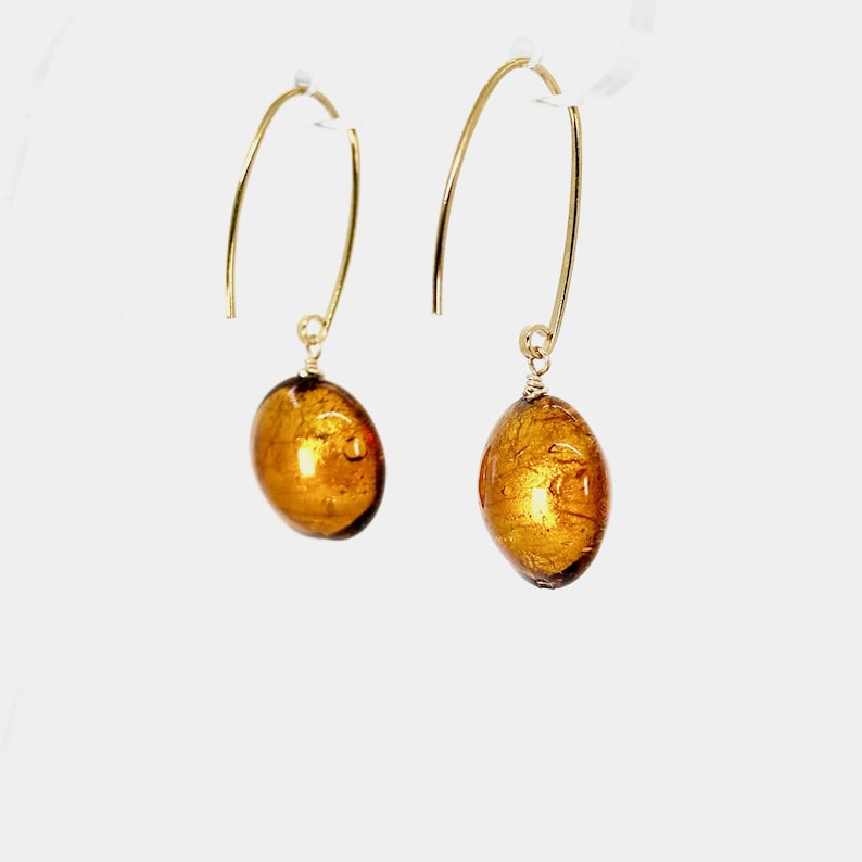 Topaz Murano Earrings, Murano Glass Gold Vermeil Earrings, Murano Glass Dangle Earrings, Venetian Murano Glass Jewelry, Gifts For Women image 4