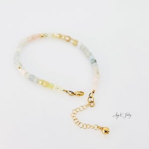 Facettiertes Aquamarin Armband, Multi Aquamarin 14KT Gold gefüllt Armband, Perlen Edelstein Armband, März Geburtsstein, einzigartiges Geschenk für Mama Bild 7