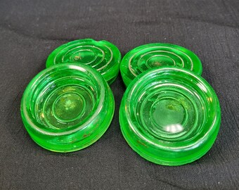 Set of 4 Green Glass Furniture Coasters