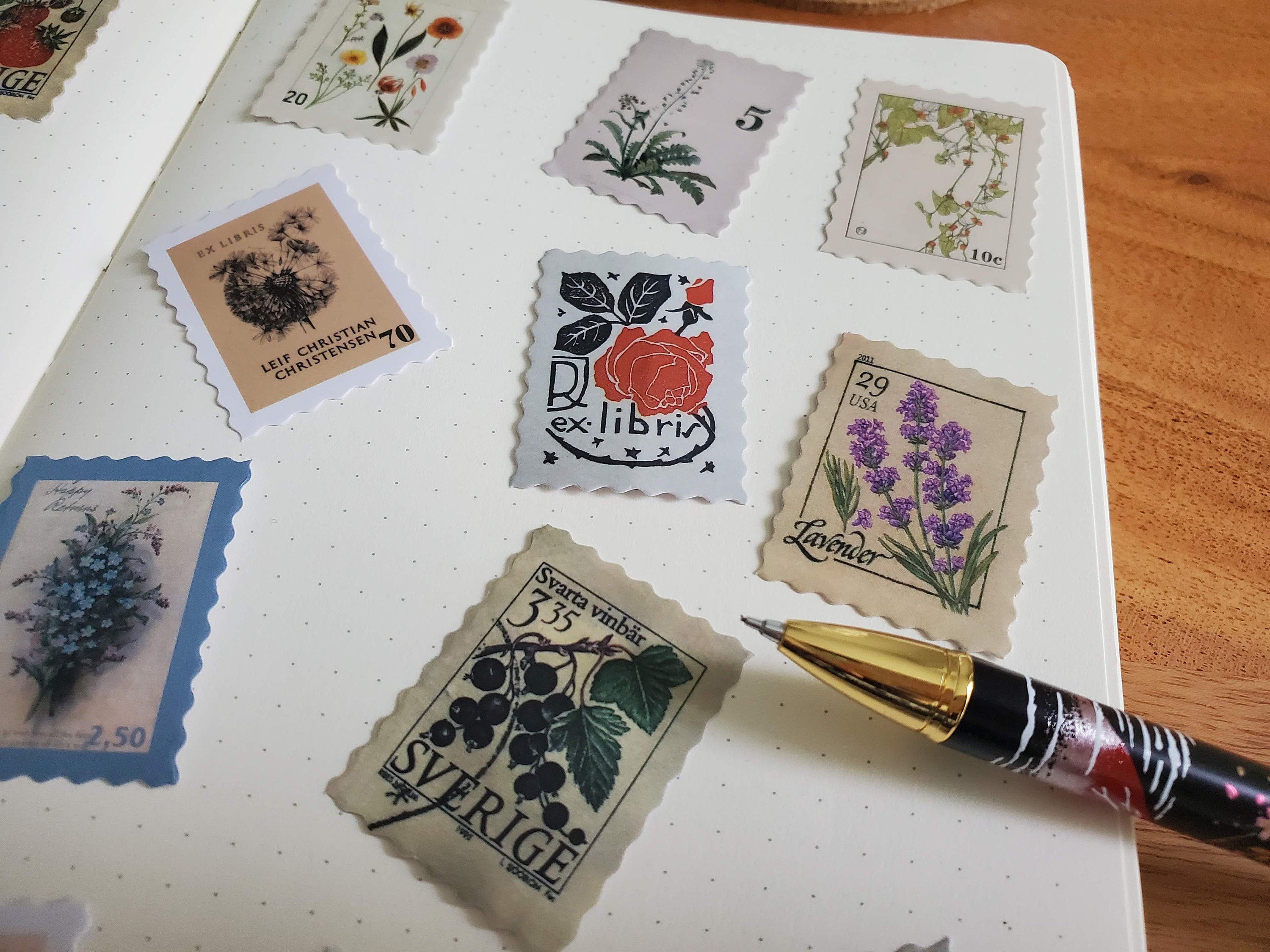 vintage postcard stamp stickers for planner scrapbook cards etsy