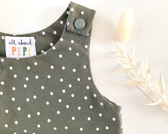 Organic Polka dot baby romper, Handmade, dark green  baby gift, winter baby, unisex jumpsuit, Christmas baby gift, autumn baby,
