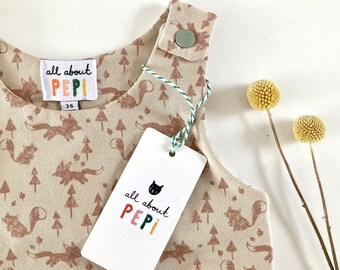 Organic fox baby romper, Handmade baby gift, Unisex baby clothes