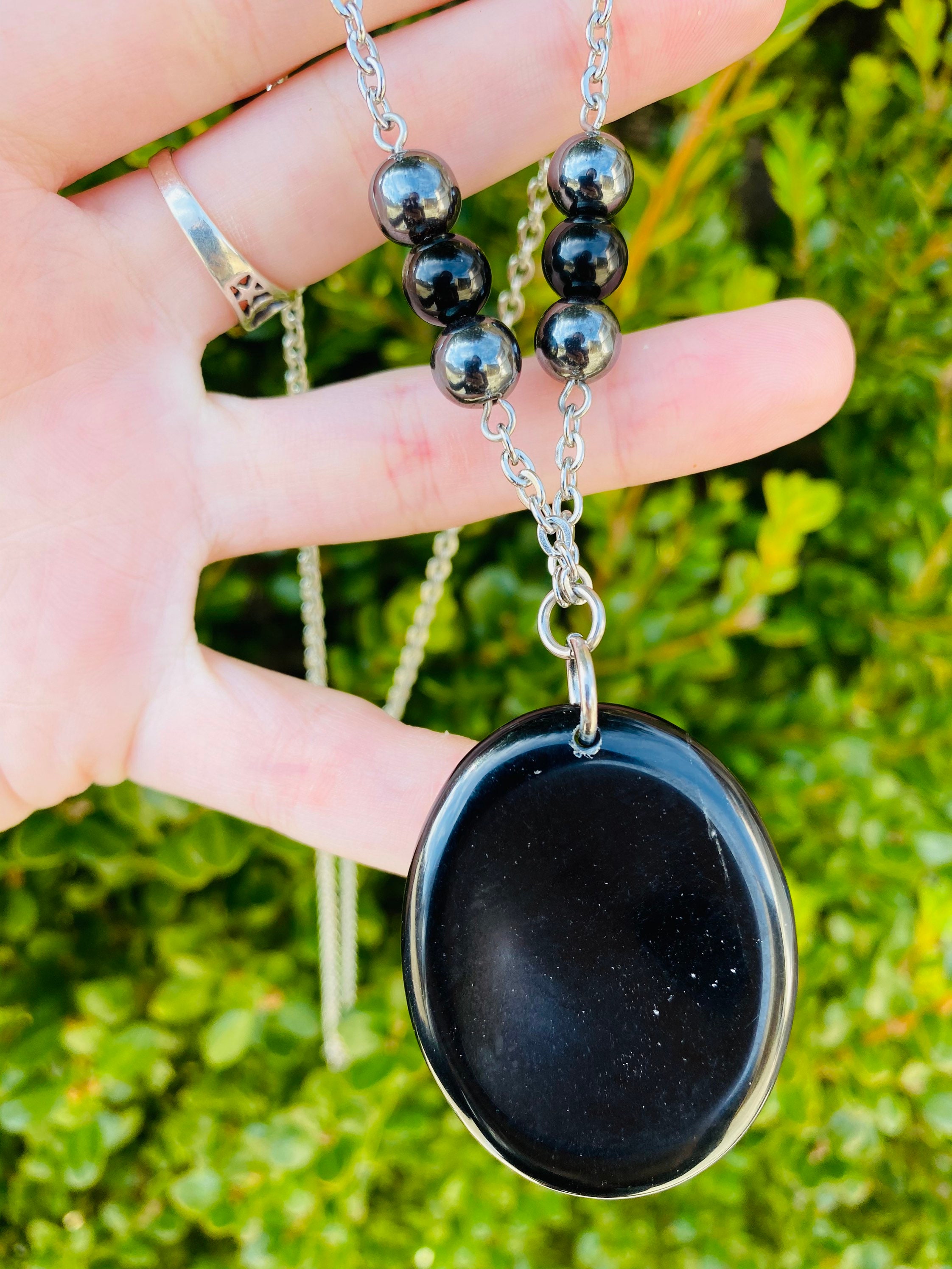 Obsidian Worry Stone Necklace Fidget Jewelry Anxiety | Etsy