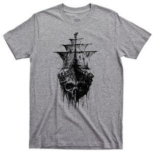 Pirate Skull Ghost Ship T Shirt - Skull & Crossbones Graphic TShirt