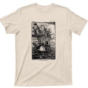 May include: A black and white illustration of a giant octopus attacking a ship. The image is titled "Le Poupe Colossal" and is dated "7. Jul. 1858".