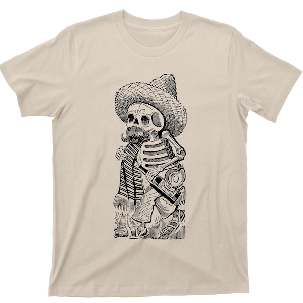 Maderista Calavera T Shirt - Famous Mexican Revolution Artist Jose Guadalupe Posada Vignette Feast Dead Alcohol Artwork Graphic TShirt