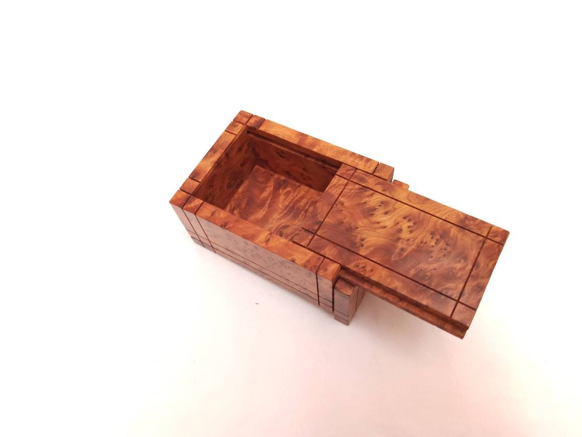 4 x3 Burl caja secreta de madera thuya, madera thuya de alta calidad, caja  de apertura mágica, caja de seguridad secreta, joyería pequeña caja de  madera thuya hecha a mano -  España