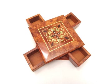 Thuya wooden box for small jewelry - wooden decoration - Earring organizer - wooden box - Thuya wood handmade - MOROCCO