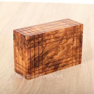 Boîte à secrets en bois - Money Puzzle Box, boîte à bijoux sculptée à la main avec une serrure cachée