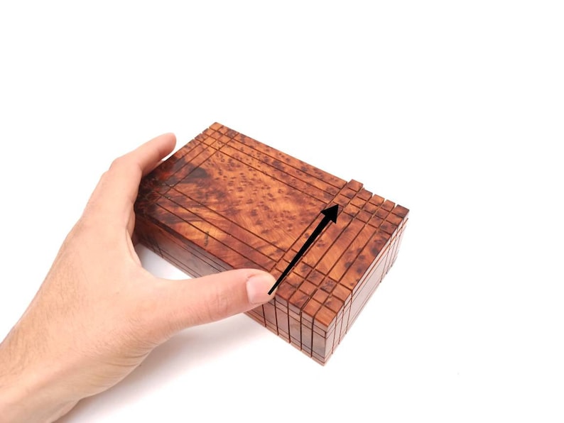 Gift Wooden puzzle box Engraved wooden Box Case Thuya wood Wooden Magic Puzzle PUZZLE Lock box wooden handmade box zdjęcie 8